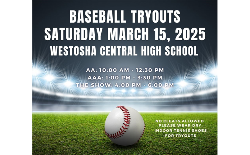 Save the Date!  2025 Baseball Tryouts